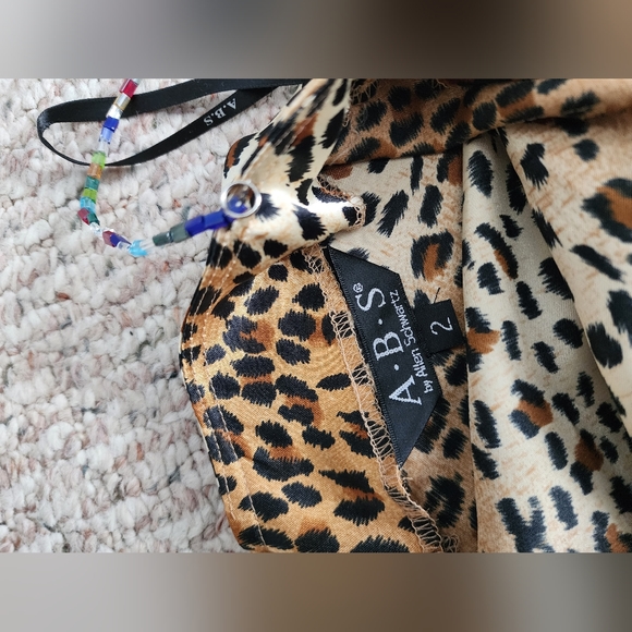 Vintage ABS Allen Schwartz Asymmetric Leopard Print Dress - Picture 3 of 8